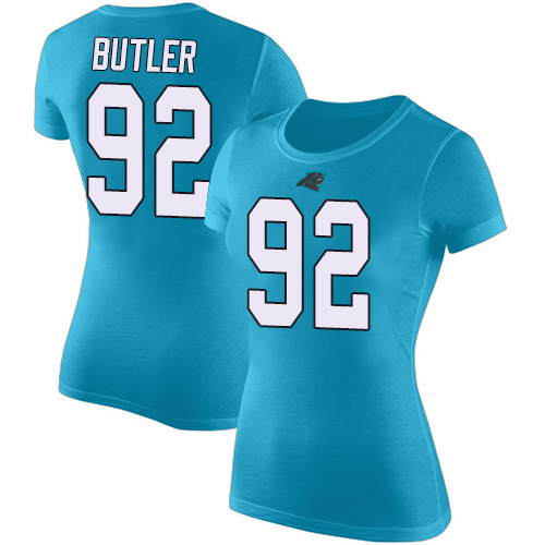 Carolina Panthers Blue Women Vernon Butler Rush Pride Name and Number NFL Football #92 T Shirt